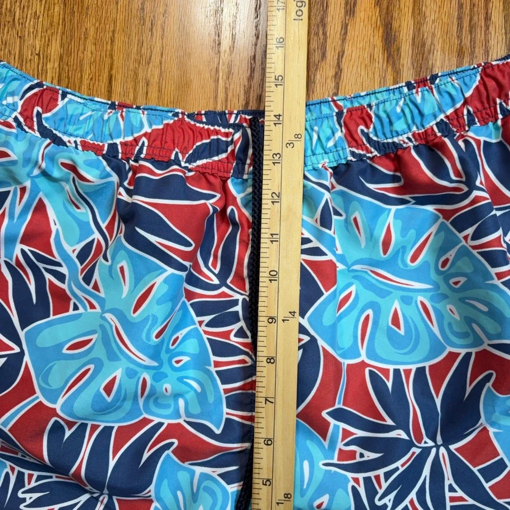 Vineyard Vines Swim Trunks Mens XL Blue Red Tropical Floral Board Shorts Lined